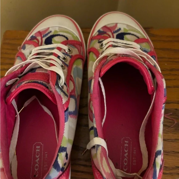 Coach Barrett Vibrant Pink and Cream Sneakers - Picture 8 of 10